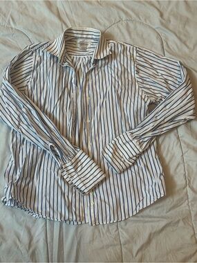 Brooks Brothers White Shirt with Blue Pinstripes